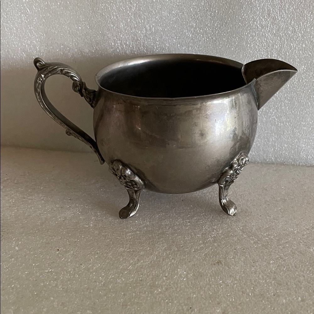 Vintage Silver Creamer with Ornate Handle